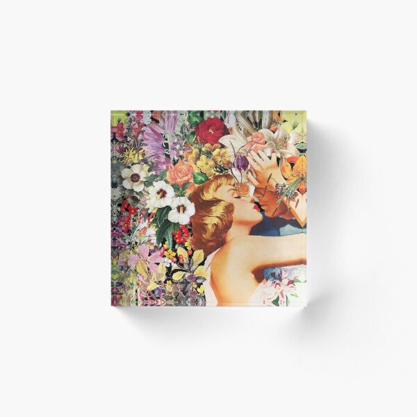 Floral Bed Acrylic Block