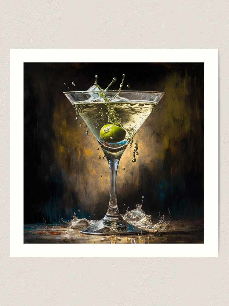 Delilah Art martini olives glass still life 15x8 oil painting original  drink