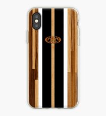 Rocky Point Hawaiian Engineered Faux Wood Surfboard -Black iPhone Case