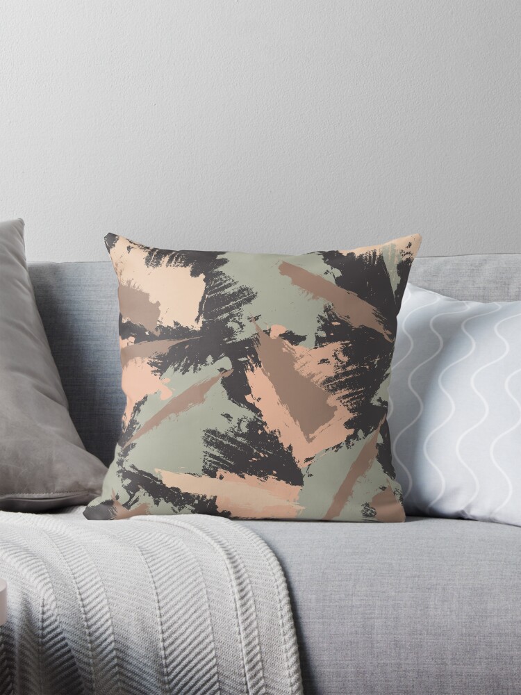 Thumbnail 1 von 4, Kissen, Camouflage Blätter Braun Grau designt und verkauft von sionia-art.