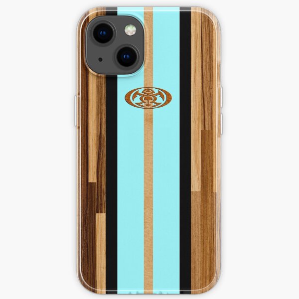 Rocky Point Hawaiian Engineered Faux Wood Surfboard - Aqua iPhone Soft Case