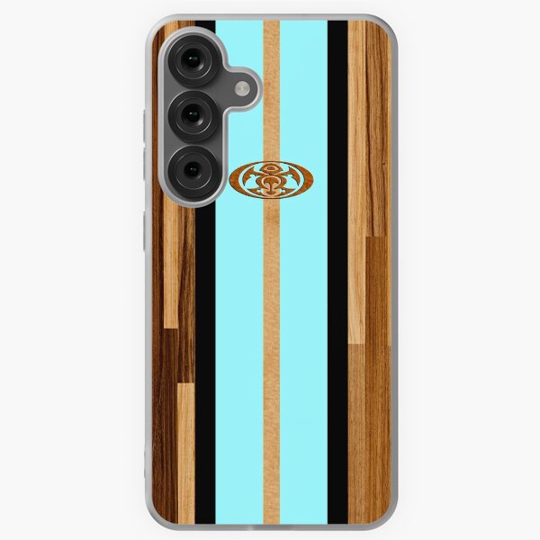 Vista previa del artículo con la obra «Rocky Point Hawaiian Engineered Faux Wood Surfboard - Aqua», diseñado y vendido por DriveIndustries.