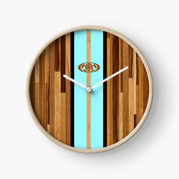 Rocky Point Hawaiian Engineered Faux Wood Surfboard - Aqua Clock
