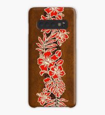 Funda/vinilo para Samsung Galaxy Kalaheo Hawaiian Hibiscus Faux Koa tabla de surf de madera - rojo