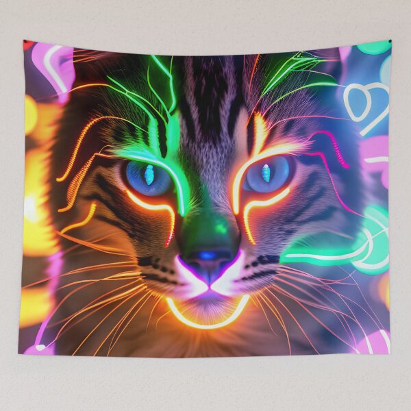Item preview, Neon Cat - Modern Digital Art designed and sold by Ai-michiart.
