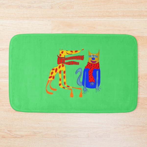 Item preview, Cartoon Dog and Cat wearing scarves looking for a home .   Cute and quirky designed and sold by Inspire-me-CYK.