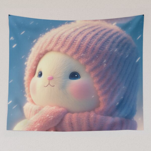 Item preview, Cartoon Snow Bunny with Hat V1 designed and sold by GummywormDesign.