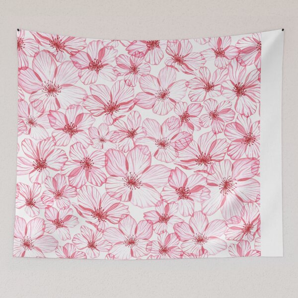 Item preview, Cherry blossom flowers. Blooming Sakura. Romantic translucent watercolor flowers print designed and sold by likapix.