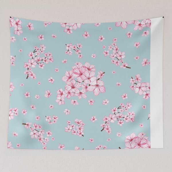 Item preview, Blooming Sakura branch. Cherry blossom flowers. Romantic translucent watercolor flowers print designed and sold by likapix.