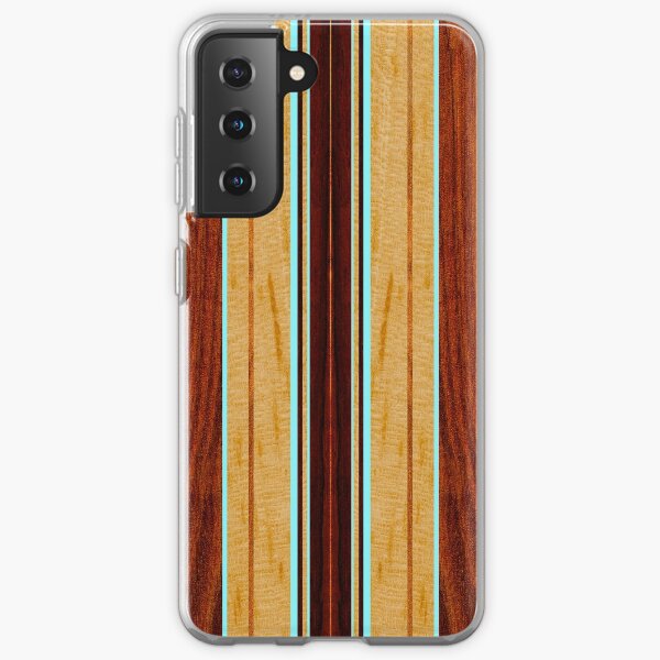 Nalu Hou Faux Koa Wood Hawaiian Surfboard - Aqua Samsung Galaxy Soft Case