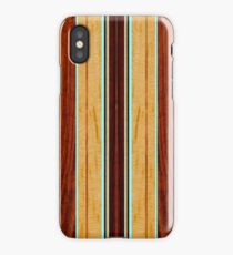 Nalu Hou Faux Koa Wood Hawaiian Surfboard - Aqua iPhone Case