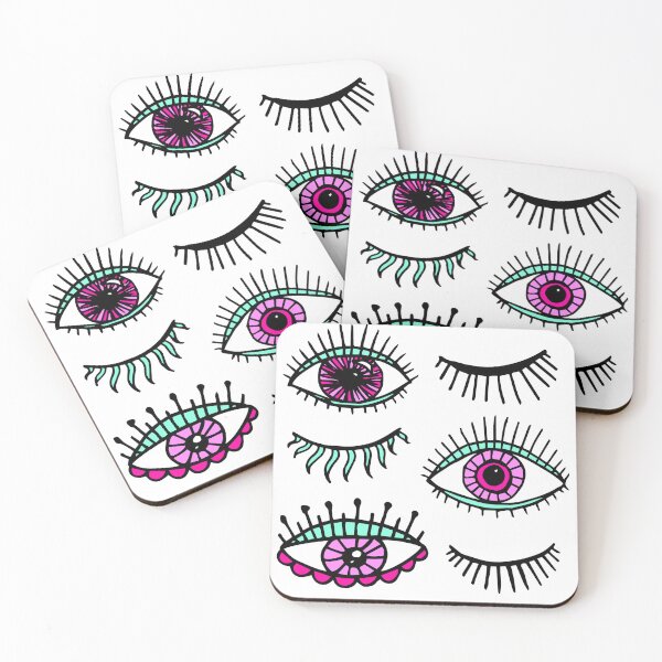 Item preview, Evil Eyes Pink Green Lucky Charm Symbol designed and sold by Julie Erin Designs.