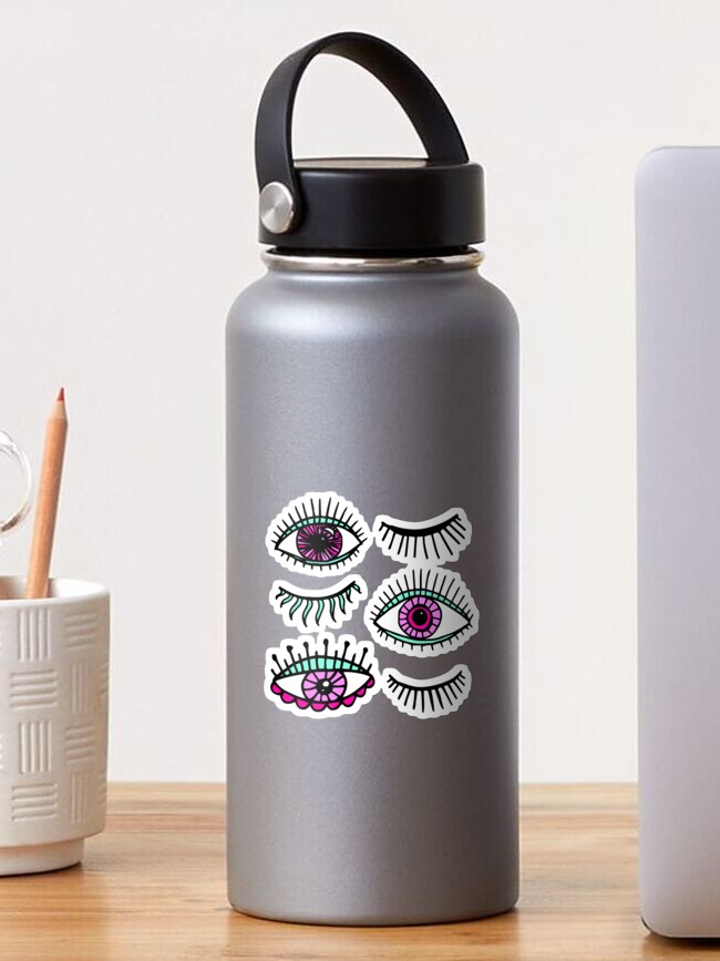 Evil Eyes Blue Yellow Lucky Charm Symbol Water Bottle by Julie