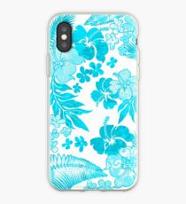 Kona Times Hibiscus Hawaiian Print - Aqua iPhone Case