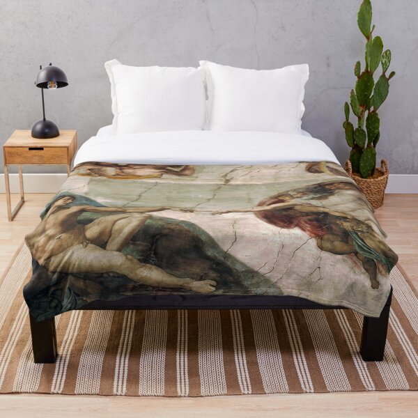 Creation of Adam by Michelangelo Throw Blanket