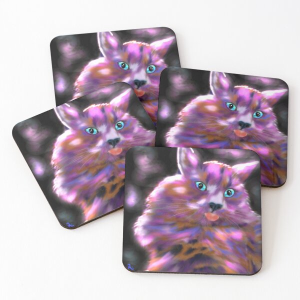 Item preview, Colorful Glowing Cat with Tongue Out designed and sold by oceanlady65.