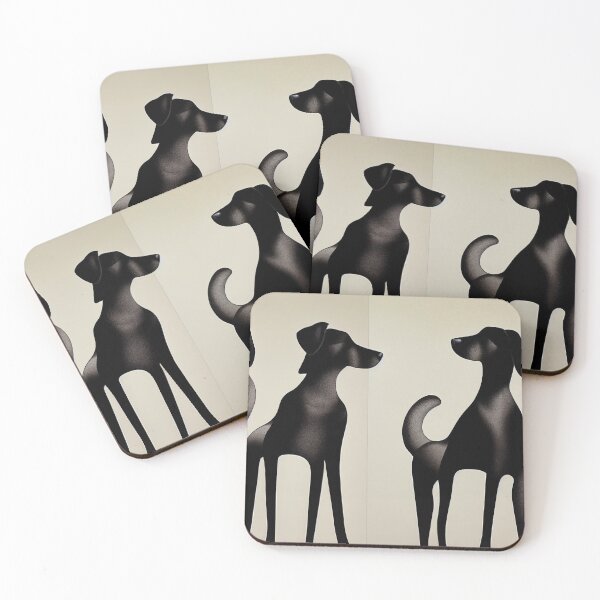 Item preview, Black Dogs Standing Still on a Tan Background designed and sold by BySpinny.