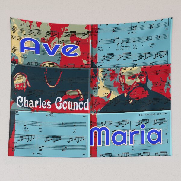 Item preview, ATTRACTIVE CHARLES GOUNOD PORTRAIT -  MUSICIAN-COMPOSER* - FAMOUS AVE MARIA - FUNNY MUSIC SCORE PATCHWORK PATTERN designed and sold by Ralek.