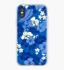 Kona Bay Hawaiian Hibiscus Aloha Shirt Print - Royal Blue iPhone Case