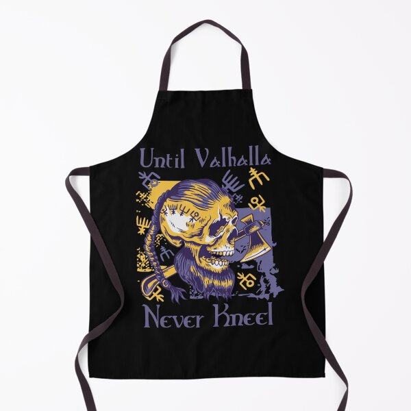 Artikelvorschau, Bis Valhalla - Never Kneel - Gelber lila Wikingerschädel entworfen und verkauft von Georgy09.
