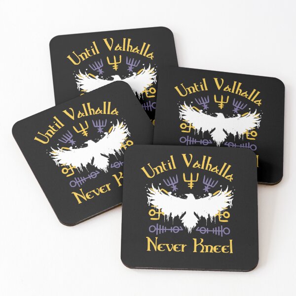 Item preview, Until Valhalla - Never Kneel - Yellow Purple Viking Raven designed and sold by Georgy09.