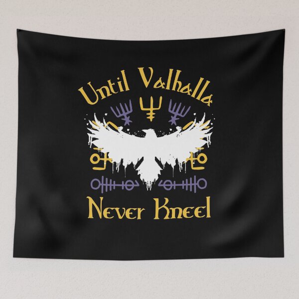 Item preview, Until Valhalla - Never Kneel - Yellow Purple Viking Raven designed and sold by Georgy09.