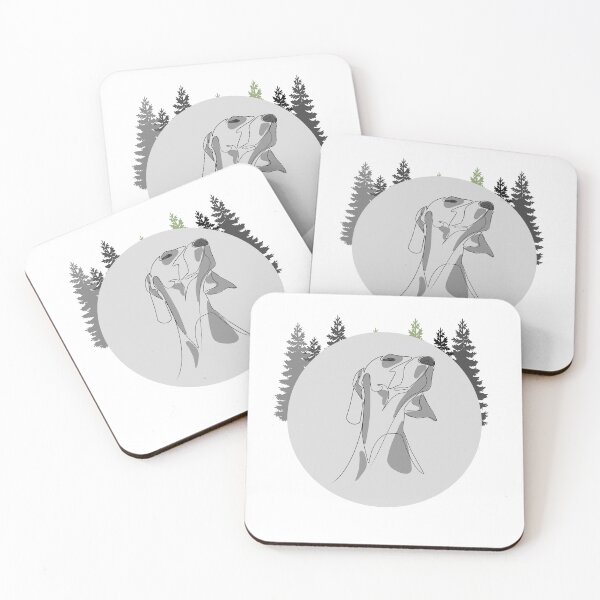 Item preview, Dog Looking Lines Pine Trees, Grey Circle doggo designed and sold by adembulut.