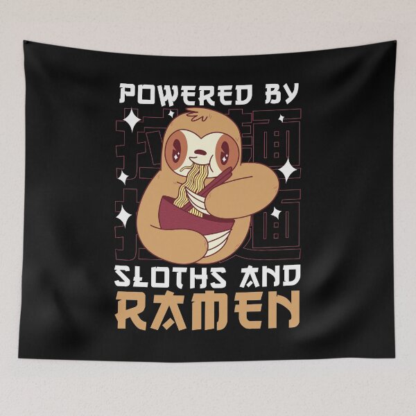 Item preview, Powered by Sloths & Ramen -Kawaii Sloth Eating Ramen Noodle designed and sold by ollalla.