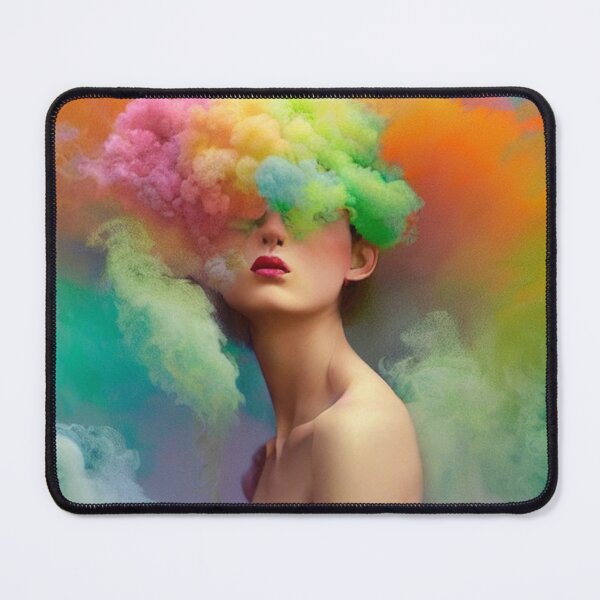 Item preview, Dreamlike art colorful smoke morphing into beautiful woman, rainbow, pastel, designed and sold by ValleyDream.