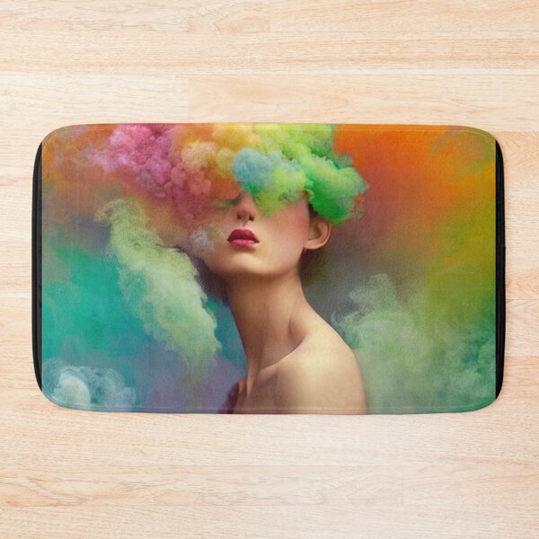 Item preview, Dreamlike art colorful smoke morphing into beautiful woman, rainbow, pastel, designed and sold by ValleyDream.