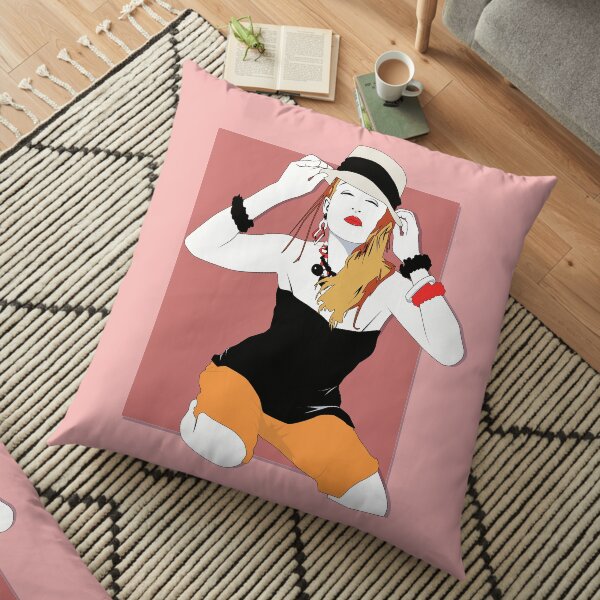 Cyndi Lauper in Orange and Pink Floor Pillow