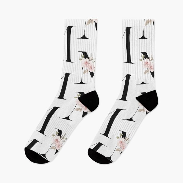 Item preview, Watercolor number letter M with pink flowers designed and sold by ORIGENcreate.
