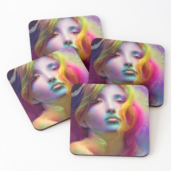 Item preview, Dreamlike art colorful smoke morphing into beautiful woman, rainbow, pastel designed and sold by ValleyDream.