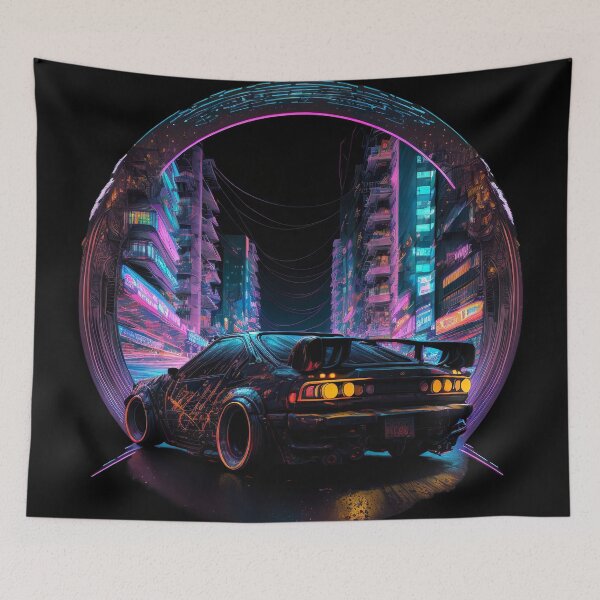 Item preview, JDM Japanese Car Tokyo Midnight Cyberpunk Night Scene  designed and sold by Jozzabazza.