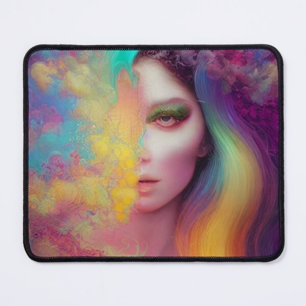 Item preview, Dreamlike art colorful smoke morphing into beautiful woman, rainbow, pastel designed and sold by ValleyDream.