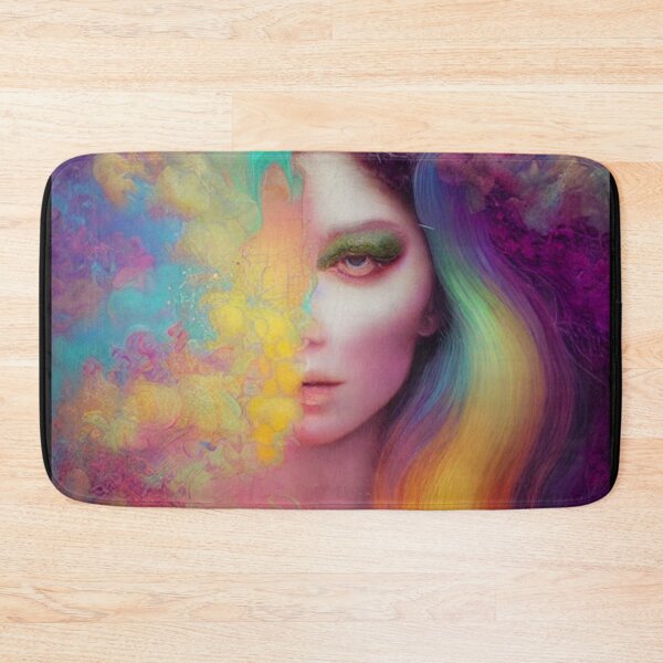 Item preview, Dreamlike art colorful smoke morphing into beautiful woman, rainbow, pastel designed and sold by ValleyDream.