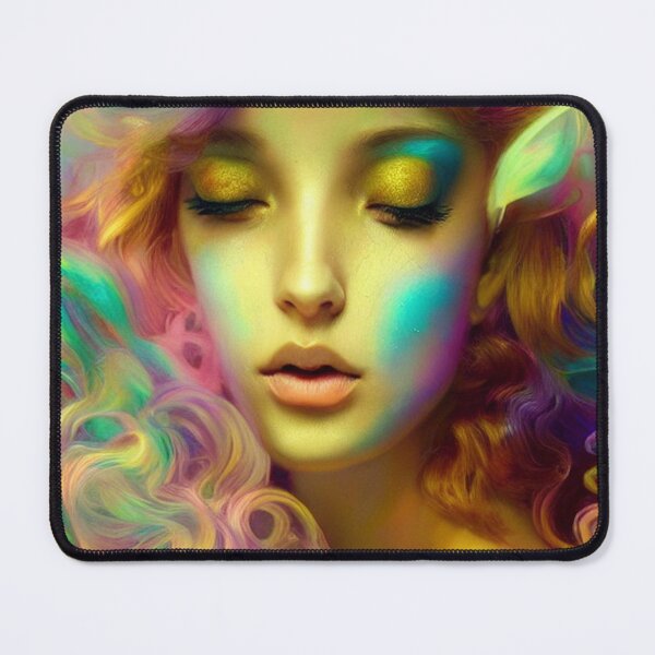 Item preview, Dreamlike art colorful smoke morphing into beautiful woman, rainbow, pastel designed and sold by ValleyDream.