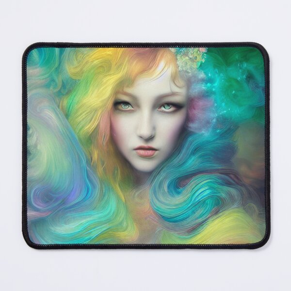 Item preview, Dreamlike art colorful smoke morphing into beautiful woman, rainbow, pastel designed and sold by ValleyDream.