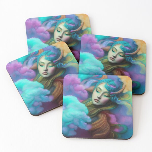 Item preview, Dreamlike art colorful smoke morphing into beautiful woman, rainbow, pastel designed and sold by ValleyDream.