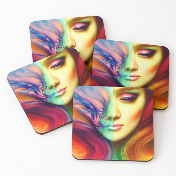 Item preview, Dreamlike art colorful smoke morphing into beautiful woman, rainbow, pastel designed and sold by ValleyDream.