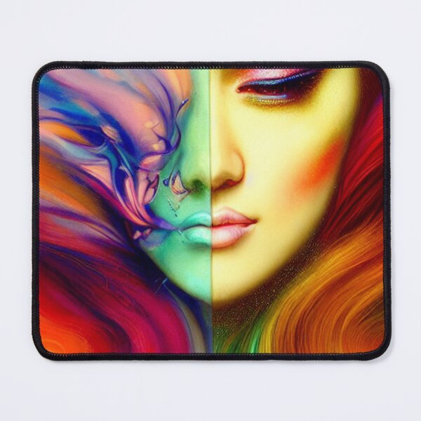 Item preview, Dreamlike art colorful smoke morphing into beautiful woman, rainbow, pastel designed and sold by ValleyDream.
