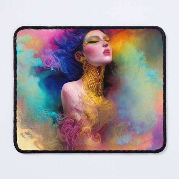 Item preview, Dreamlike art colorful smoke morphing into beautiful woman, rainbow, pastel designed and sold by ValleyDream.