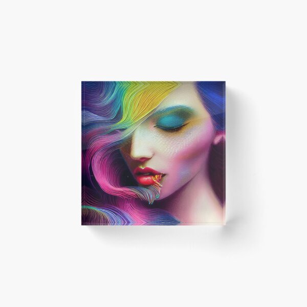 Item preview, Dreamlike art colorful smoke morphing into beautiful woman, rainbow, pastel designed and sold by ValleyDream.