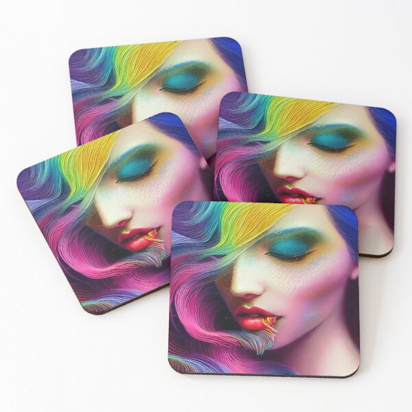 Item preview, Dreamlike art colorful smoke morphing into beautiful woman, rainbow, pastel designed and sold by ValleyDream.