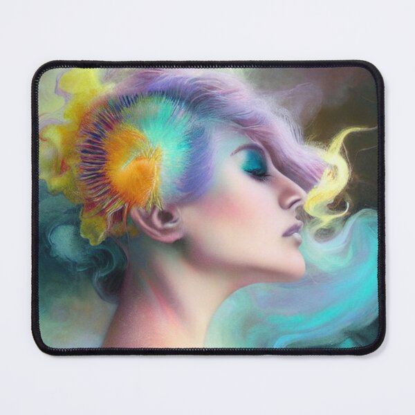 Item preview, Dreamlike art colorful smoke morphing into beautiful woman, rainbow, pastel designed and sold by ValleyDream.