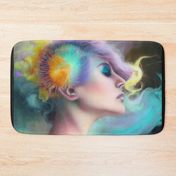 Item preview, Dreamlike art colorful smoke morphing into beautiful woman, rainbow, pastel designed and sold by ValleyDream.