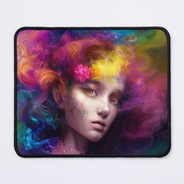 Item preview, Dreamlike art colorful smoke morphing into beautiful woman, rainbow, pastel designed and sold by ValleyDream.