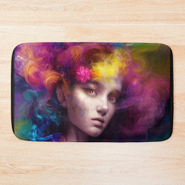 Item preview, Dreamlike art colorful smoke morphing into beautiful woman, rainbow, pastel designed and sold by ValleyDream.