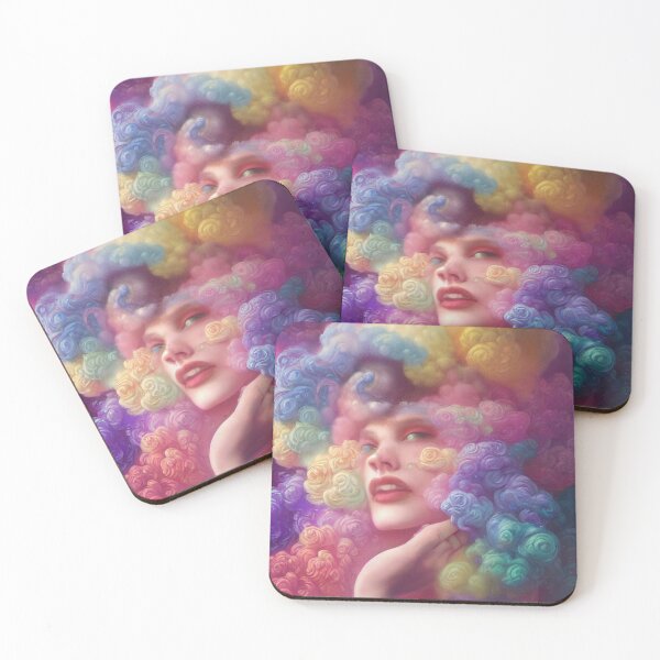 Item preview, Dreamlike art colorful smoke morphing into beautiful woman, rainbow, pastel designed and sold by ValleyDream.