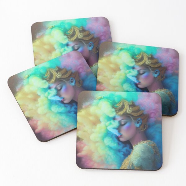 Item preview, Dreamlike art colorful smoke morphing into beautiful woman, rainbow, pastel designed and sold by ValleyDream.
